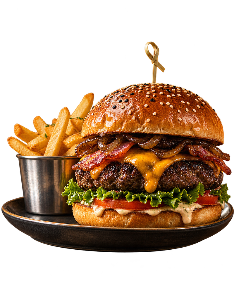 Hamburguesa con papas fritas