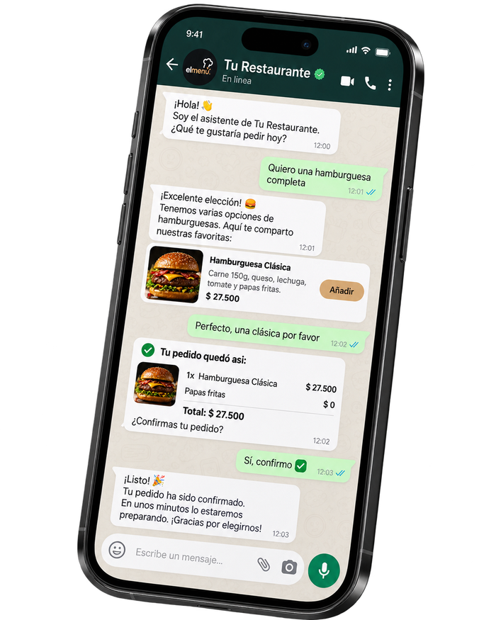 Conversación de pedido en WhatsApp